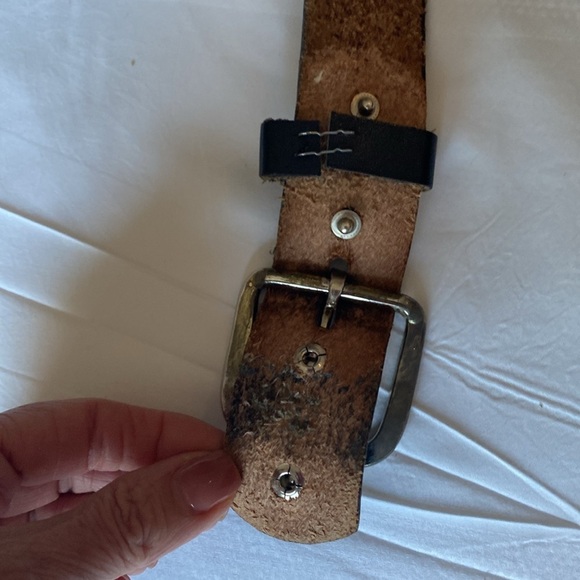 VINTAGE Genuine Leather distressed Belt Brown 51’ snap on buckle Western Country - Picture 5 of 8